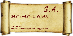 Sárvári Anett névjegykártya