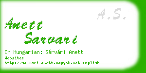anett sarvari business card